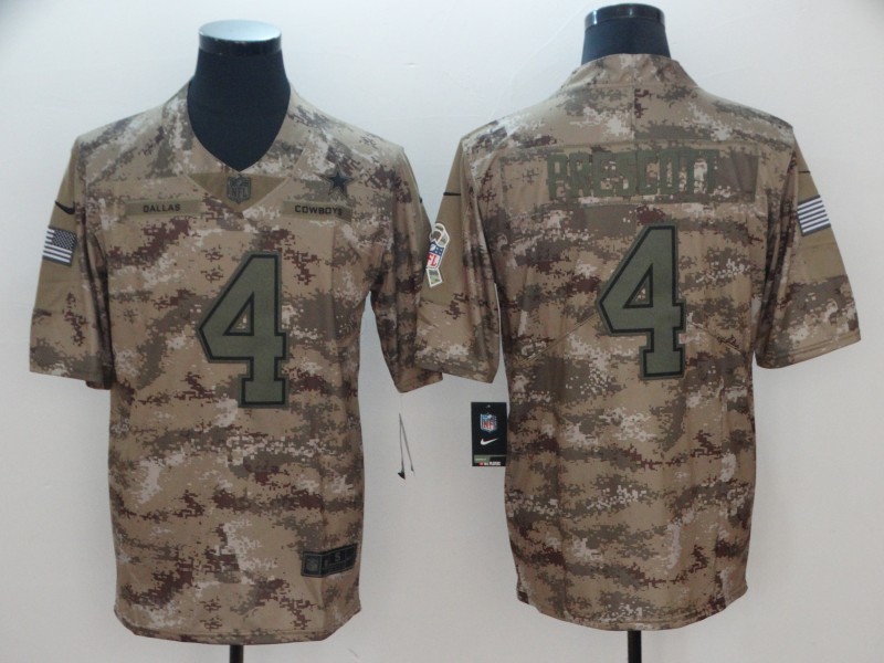 Men's Dallas Cowboys Dak Prescott #4 Camouflage Jersey